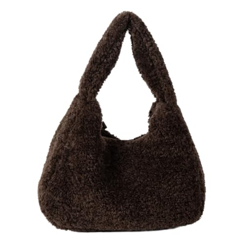 Damentasche Herbst Winter Plüschtasche Elegante Dating-Tasche Einfarbig Einkaufstasche Handtasche All-Matching Top Griff Tasche von Ldbuejiaja