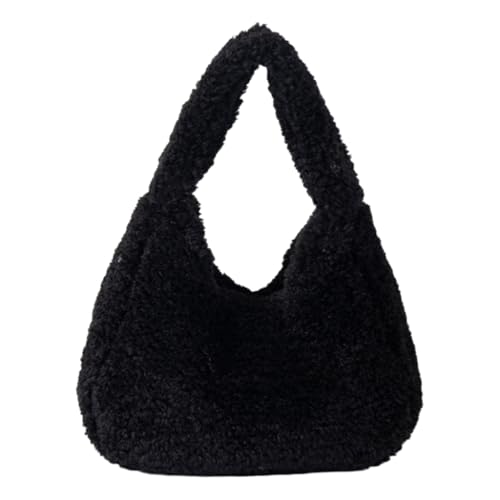 Damentasche Herbst Winter Plüschtasche Elegante Dating-Tasche Einfarbig Einkaufstasche Handtasche All-Matching Top Griff Tasche von Ldbuejiaja