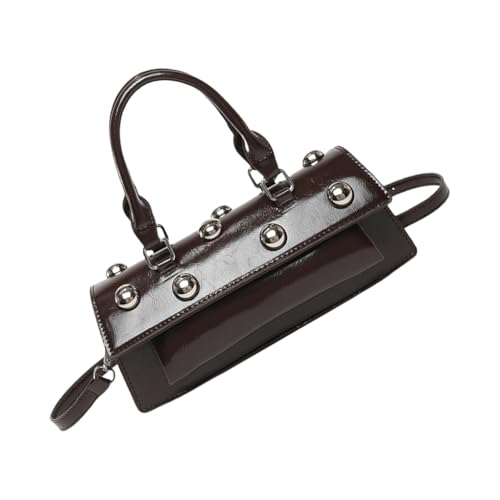 Damentasche aus PU-Leder, Crossbody-Tasche mit Tragegriff oben, trendige Schultertasche, Kaffee, Böhmisch von Ldbuejiaja