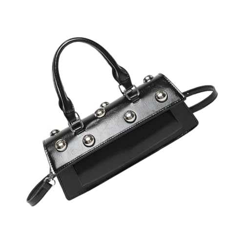 Damentasche aus PU-Leder, Crossbody-Tasche mit Tragegriff oben, trendige Schultertasche, Schwarz, Böhmisch von Ldbuejiaja