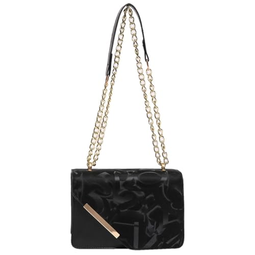 Damentasche aus PU-Leder, Umhängetasche, Kettenriemen, Umhängetasche, Shopping, Dating, modische Kuriertasche für den täglichen Gebrauch, Schwarz, Böhmisch von Ldbuejiaja