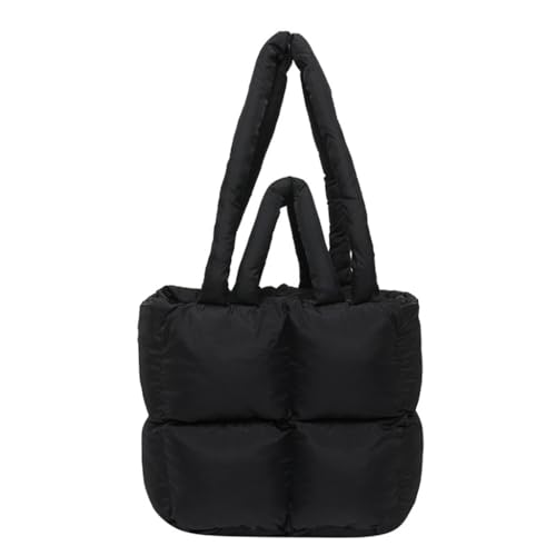 Einzigartige Damen-Daunenhandtasche, stilvolle und leichte Schultertasche, Tragegriff oben, für Pendler oder Reisen, Schwarz, Böhmisch von Ldbuejiaja
