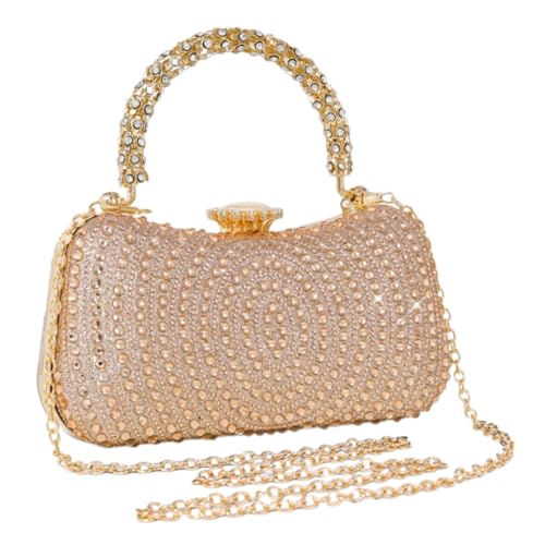 Elegante Clutch mit Strasssteinen für Damen, Schultertasche, geräumige Abendtasche, Champagner, Böhmisch von Ldbuejiaja