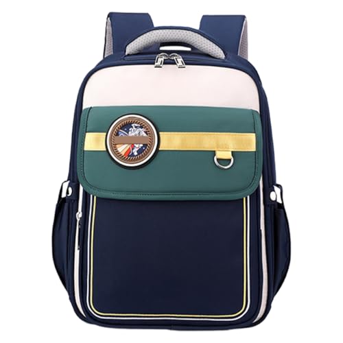 Elementary Schulrucksack Kinder Reiserucksack Jugendlicher Rucksack Großer Rucksack, Dunkelblau mit Grün, Bohemian-Stil von Ldbuejiaja