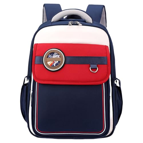 Elementary Schulrucksack Kinder Reiserucksack Jugendlicher Rucksack Großer Rucksack, Dunkelblau mit Rot, Bohemian-Stil von Ldbuejiaja
