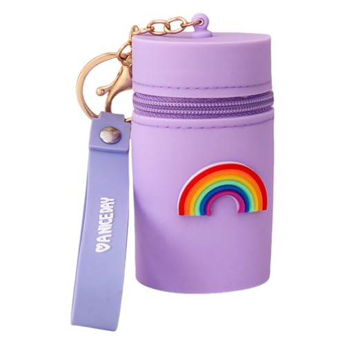Entzückender Mini-Silikon-Schlüsselanhänger, Münzhalter, reisefreundliche Lippenbalsam-Taschen, Regenbogenfarben, Bohemian-Stil von Ldbuejiaja