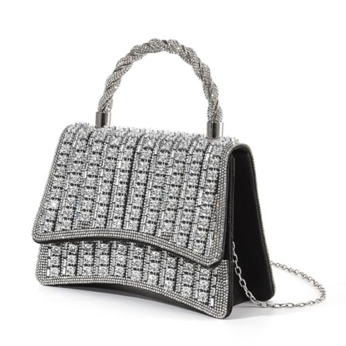 Formelle Abend-Handtasche mit funkelnden Strasssteinen, Kettenriemen, Clutch, Geldbörse, Schwarz, Böhmisch von Ldbuejiaja