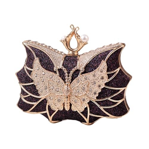 Funkelnde Abendtasche Strass Party Clutch Schultertasche mit geräumigem Innenraum für modische Frauen, Purpur, Böhmisch von Ldbuejiaja