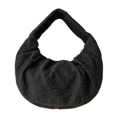 Geraffte Damen-Handtasche, Dating Tasche, koreanischer Stil, Knödel, Tasche mit Tragegriff oben, Schwarz, Böhmisch von Ldbuejiaja