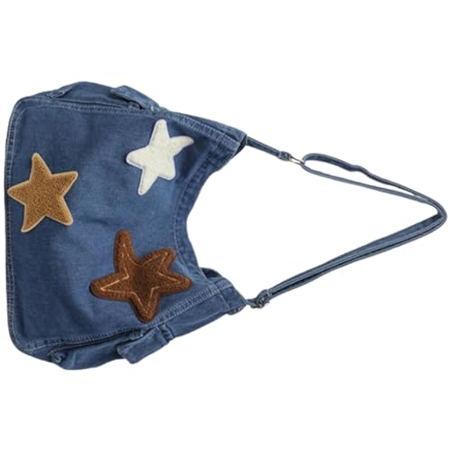 Große Kapazität Crossbody Tasche für Frauen Stern Schultertasche Denim Messenger Bag, Blau, Böhmisch von Ldbuejiaja