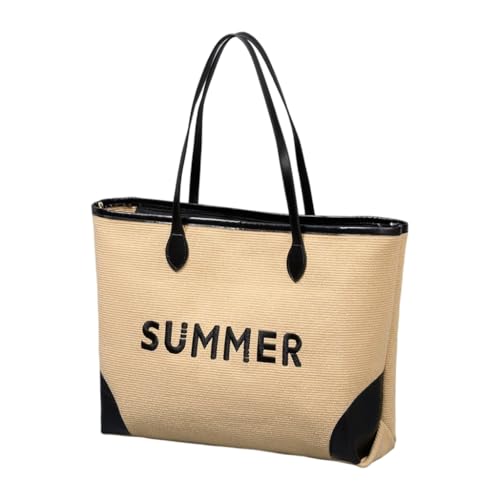 Große Kapazität bestickte Strandtasche Mode Handtasche Schultertaschen Doppelgriff Gym Einkaufstasche für Damen und Mädchen, Schwarz, Böhmisch von Ldbuejiaja