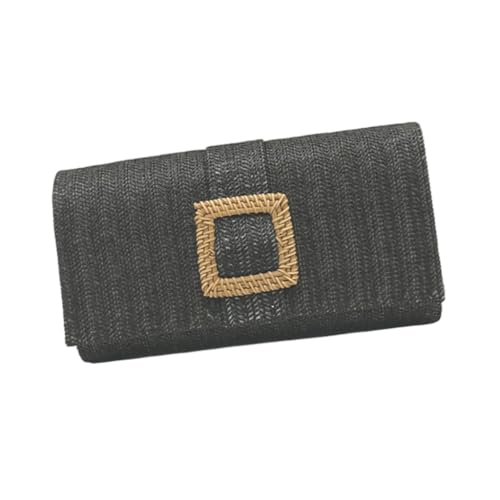 Handgewebte Damen-Umhängetasche, trendige Umhängetasche, Stroh, Geldbörse, Strandtasche, Schwarz, Bohemian-Stil von Ldbuejiaja