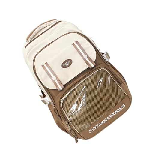 Itabag Damen-Rucksack mit Anstecknadel, transparent, groß, japanischer Stil, Schultasche, Khaki, Bohemian-Stil von Ldbuejiaja
