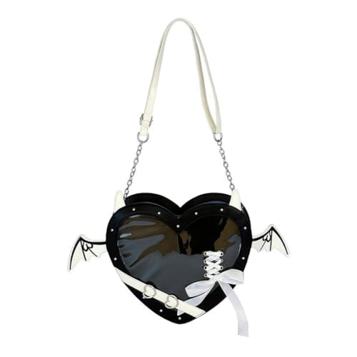 Itabag Damen-Umhängetasche, Herzform, modisch, Dating-Tasche, japanischer Stil, Schultertasche für Pin-Display, Schwarz, Böhmisch von Ldbuejiaja