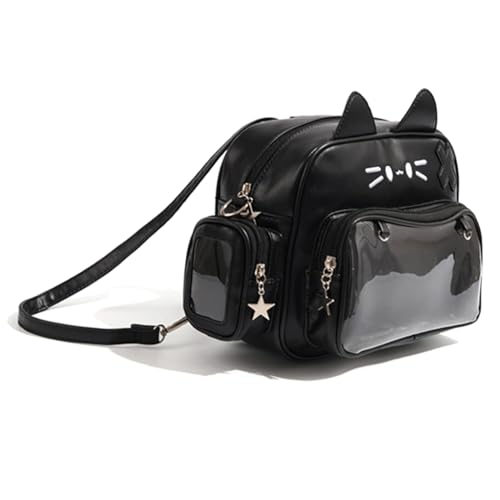 Itabag Rucksack für japanische Studenten, großes Fassungsvermögen, niedliche Katzenohren, transparente Tasche, vorne von Ldbuejiaja