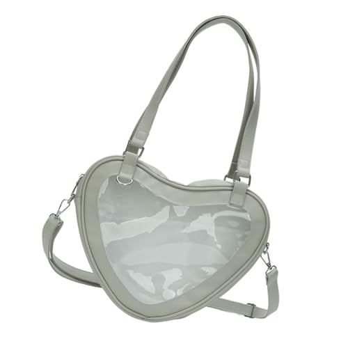 Itabag Umhängetasche in Herzform aus PU-Kunststoff mit durchsichtigem Nadeldisplay für Schüler, Hellgrau, Böhmisch Itabag Umhängetasche in Herzform aus PU-Kunststoff mit durchsichtigem Nadeldisplay für Schüler, Hellgrau, Böhmisch von Ldbuejiaja