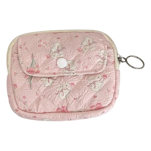 Kleine Aufbewahrungstasche mit Blumenmuster, Cartoon-Geldbörse, Münzgeldbörse, Lippenstift-Tasche, Blumenstrauß von Kaninchen, Bohemian-Stil von Ldbuejiaja