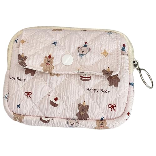 Kleine Aufbewahrungstasche mit Blumenmuster, Cartoon-Geldbörse, Münzgeldbörse, Lippenstift-Tasche, Happy Little Bear, Bohemian-Stil von Ldbuejiaja