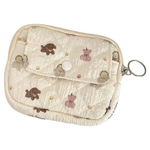 Kleine Aufbewahrungstasche mit Blumenmuster, Cartoon-Geldbörse, Münzgeldbörse, Lippenstift-Tasche, Welpenbär, Bohemian-Stil von Ldbuejiaja
