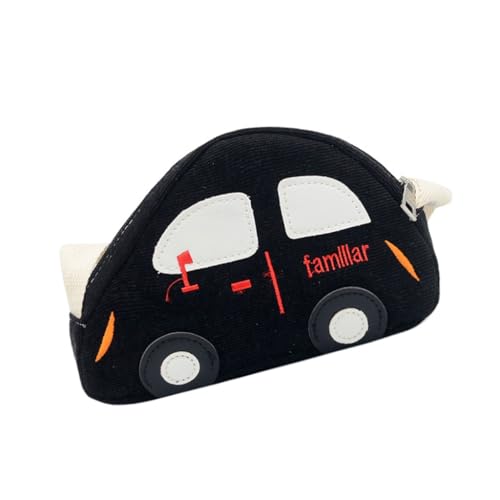 Kompakte Cartoon-Umhängetasche in Auto-Form für Kinder, lässige Canvas-Umhängetasche, Schwarz, Böhmisch von Ldbuejiaja
