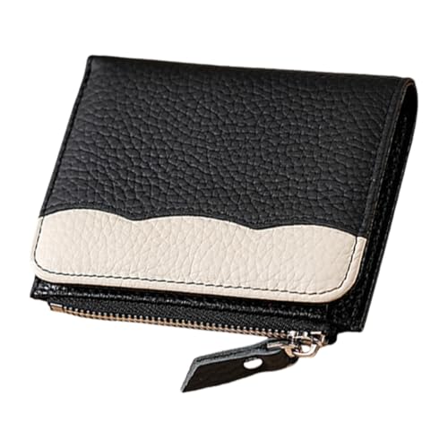 Kompakte Damen Geldbörse mit Blockierung PU Leder Kleine Münzbörse Kurze Geldbörse Geldbörsen für Frauen und Mädchen, Schwarz, Bohemian-Stil von Ldbuejiaja