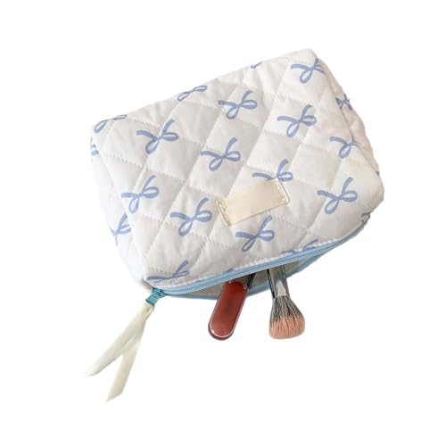 Kosmetiktasche für Damen mit Schleifen-Aufdruck, große Kapazität, Kosmetiktasche für Fitnessstudio und Reisen, Blaue Schleife Kosmetiktasche für Damen mit Schleifen-Aufdruck, große Kapazität, Kosmetiktasche für Fitnessstudio und Reisen, Blaue Schleife von Ldbuejiaja