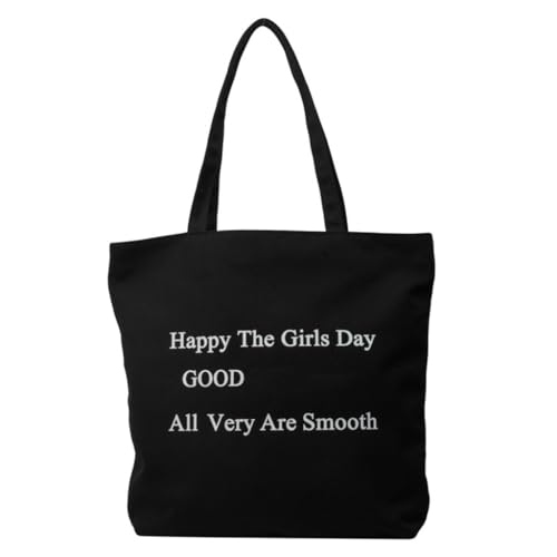 Lässige Harajuku Canvas Schultertasche für Damen, große Kapazität, Reißverschluss, Handtasche, Schule, Buchtasche, Einkaufstasche, Schwarz, Böhmisch von Ldbuejiaja