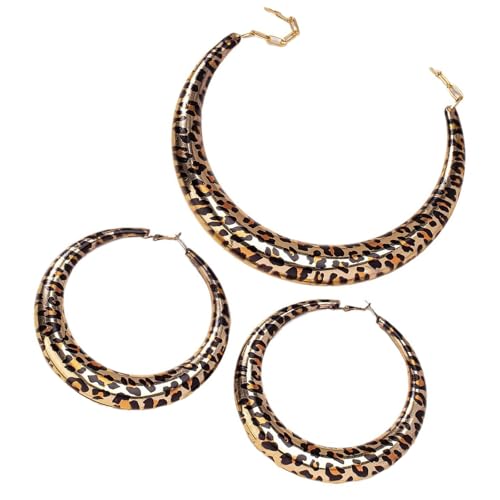 Ldbuejiaja 3pieces Leopard Print Schmuck Set Leopard Inspirierte Halskette Und Ohrring Set Elegantes Schmuckzubehör Für Frauen Jeden Tag Kleidung von Ldbuejiaja