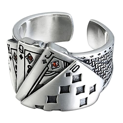 Ldbuejiaja Pokerspiele Kartenaussage Offener Band Vintage Glücksspiel Punkschmuck Verstellbar Für Frauen Männer Ringe Silber Für Frauen Männer Vintage von Ldbuejiaja