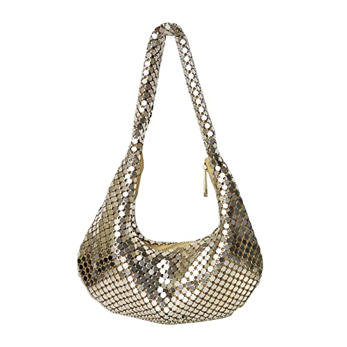 Ldbuejiaja Umhängetaschen Für Frauen Abend Party Tasche Handtasche Metall Pailletten Achselhöhlen Kupplung Kupplung Geldbeutel Reißverschluss Schließung Feste Farbbeutel Achselhöhlenbeutel Frauen von Ldbuejiaja