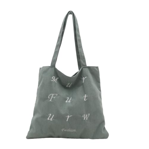 Letters Embroidery Cord Large Shoulder Bag for Everyday Use and Shopping, Hellgrün, Bohemian-Stil von Ldbuejiaja