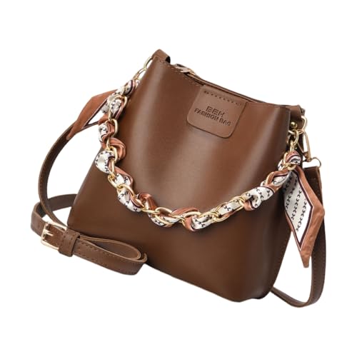 Luxuriöse trendige Umhängetasche aus PU-Leder, modische Handtasche, große Kapazität, Schultertaschen, Eimer-Geldbörse für Damen, Kaffee, Böhmisch von Ldbuejiaja