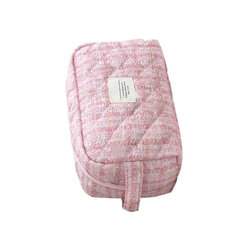 Make-up-Tasche aus Baumwolle, gesteppt, großes Fassungsvermögen, Reise-Kosmetikbeutel für Damen, Rosa, Bohemian-Stil von Ldbuejiaja