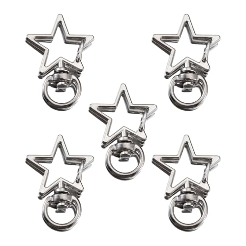 Metall-Schlüsselanhänger mit Sicherheitsverschluss, Taschenanhänger für Handy-Charm-Zubehör, 5 Stück, Stahlfarben, Star, Bohemian-Stil von Ldbuejiaja