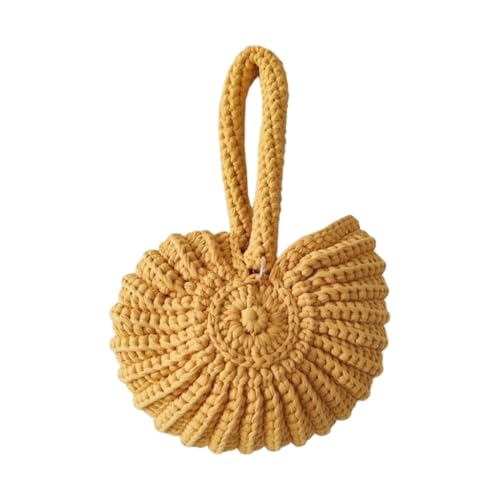 Mini Hoboes Tragetaschen für Damen, handgewebte Muscheln, Clutches, Geldbörse, Tragegriff oben, Gelb, Böhmisch von Ldbuejiaja