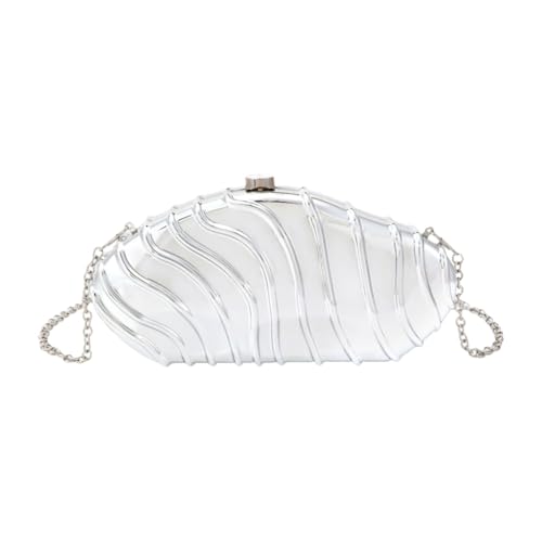 Moderne Abendtasche aus Acryl mit unregelmäßiger Muschel, stilvolle Umhängetasche, Umhängetasche, Silber, Böhmisch von Ldbuejiaja