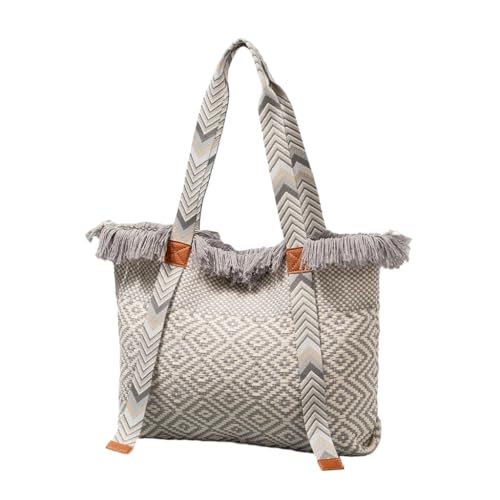 Modische Handtasche für Damen, Segeltuch, elegante Strandtasche, Tragegriff oben, Yx240006 1, Bohemian-Stil von Ldbuejiaja