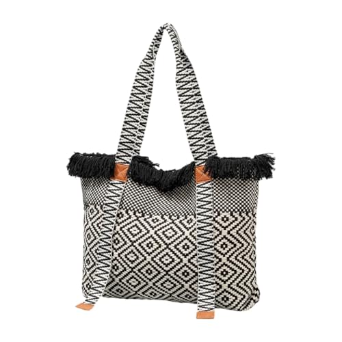 Modische Handtasche für Damen, Segeltuch, elegante Strandtasche, Tragegriff oben, Yx240006 2, Bohemian-Stil von Ldbuejiaja
