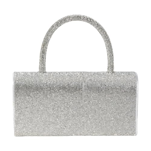 Modische Umhängetasche Handtasche Strass Abendtasche mit Kette für Damen, Silber, Böhmisch von Ldbuejiaja