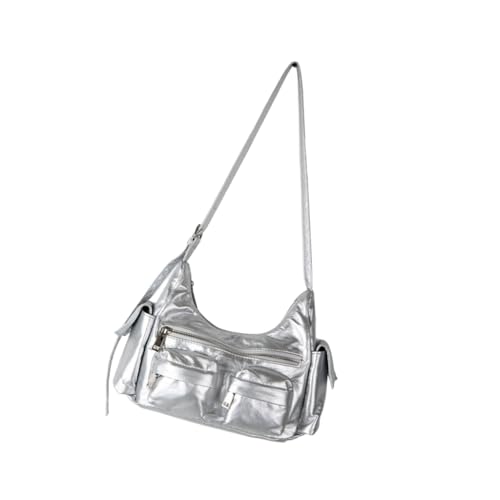 Modische Umhängetasche aus PU-Leder mit geräumigem Innenraum, Silber, Böhmisch von Ldbuejiaja