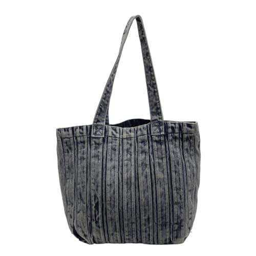 Modische Washed Jeans Unterarmtasche Geräumige Handtasche Große Kapazität Schultertasche für den täglichen Gebrauch, Grau, Böhmisch von Ldbuejiaja