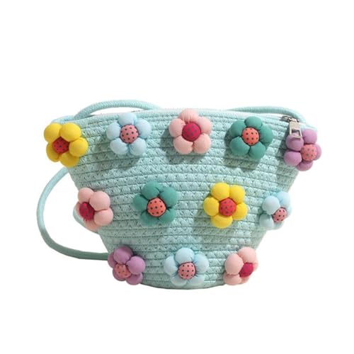 Modische gewebte Beuteltasche mit 3D-Blumenmuster für Damen und Mädchen, Crossbody-Tasche, Blau, Bohemian-Stil von Ldbuejiaja