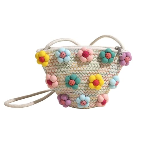 Modische gewebte Beuteltasche mit 3D-Blumenmuster für Damen und Mädchen, Umhängetasche, Beige, Böhmisch von Ldbuejiaja
