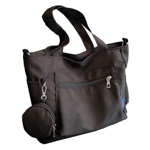 Modische schwarze Umhängetasche mit geräumigem Innenfutter, mehrere Taschen, Stoff-Crossbody-Packung, Studentenbuchtasche, Schwarz, Böhmisch von Ldbuejiaja