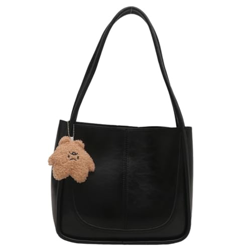 PU Leder Unterarmtasche Große Kapazität Schultertasche Retro Handtasche mit Anhänger für Frauen und Mädchen Casual Daily Use, Schwarz, Böhmisch von Ldbuejiaja