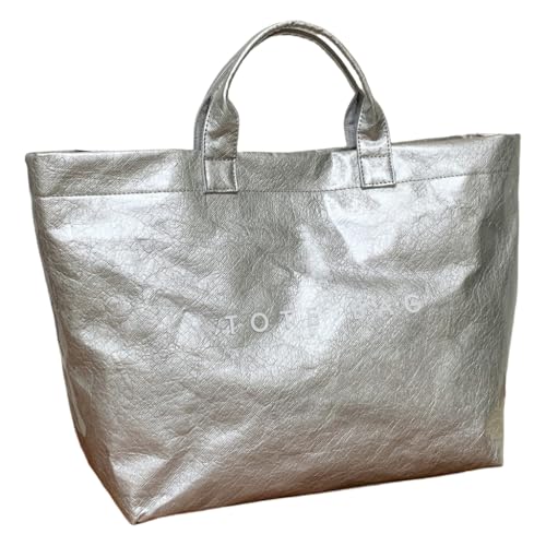 Praktische und stilvolle Tasche mit Tragegriff oben, geräumige Arbeitshandtasche für Damen und Mädchen, Silber, Bohemian-Stil von Ldbuejiaja