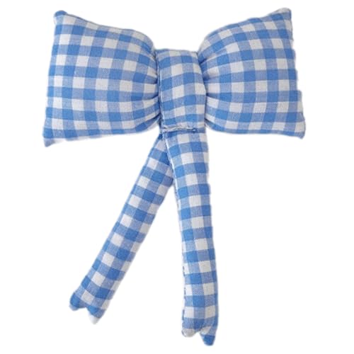 Schlüsselanhänger aus Segeltuch mit Schleifen, Dekoration, Taschenanhänger für personalisierte Mode-Statement, Blaues Karomuster, Bohemian-Stil von Ldbuejiaja