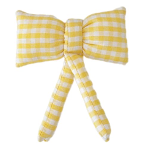 Schlüsselanhänger aus Segeltuch mit Schleifen, Dekoration, Taschenanhänger für personalisiertes Mode-Statement, Gelbes Karomuster, Bohemian-Stil von Ldbuejiaja