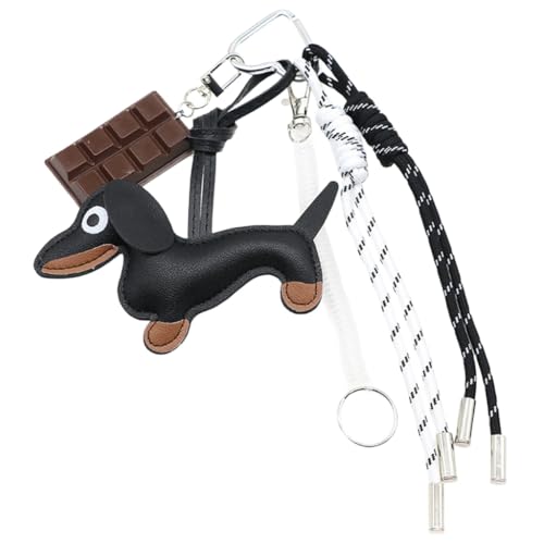 Schlüsselanhänger mit Wursthund, PU-Tasche, Charm, Schokolade, Auto-Schlüsselanhänger, hängende Ornamente, Schwarz, Chocolate style, Bohemian-Stil von Ldbuejiaja