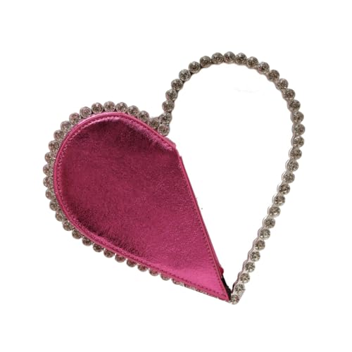 Schöne Abendtasche in Herzform mit funkelnden Strasssteinen für Partys und Verabredungen, Rosa, Bohemian-Stil von Ldbuejiaja